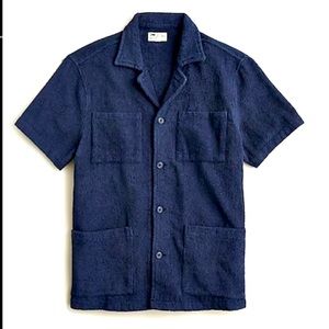 J. Crew Terry cloth four-pocket camp-collar shirt